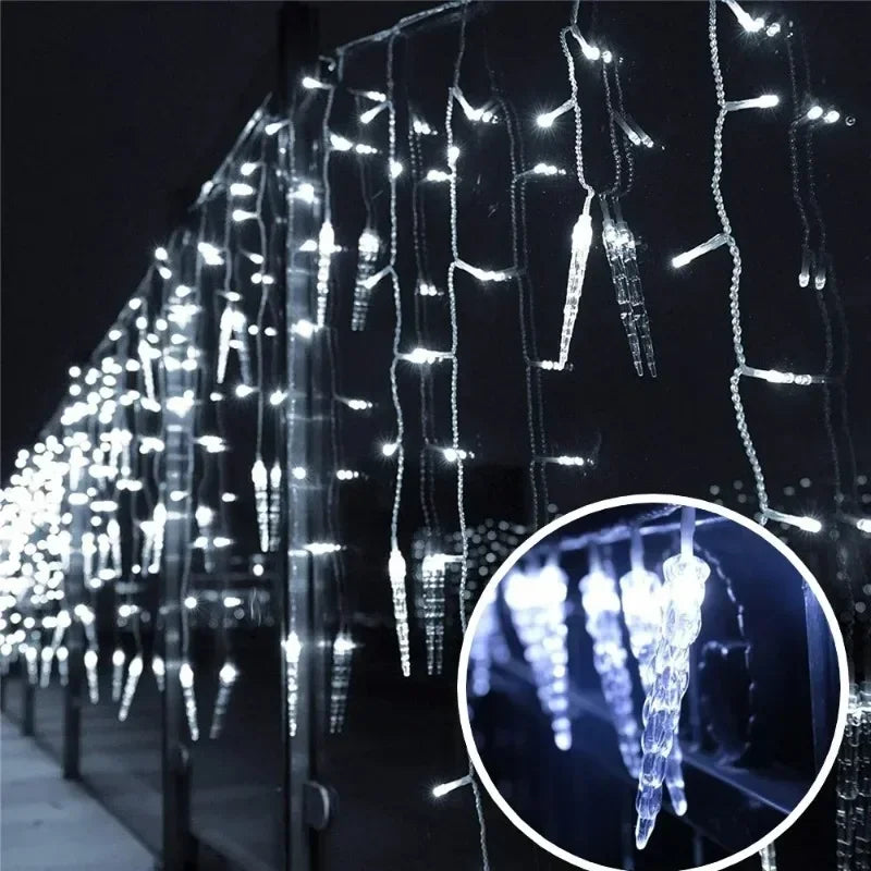 3M LED Curtain Icicle String Lights Christmas Garland Waterfall