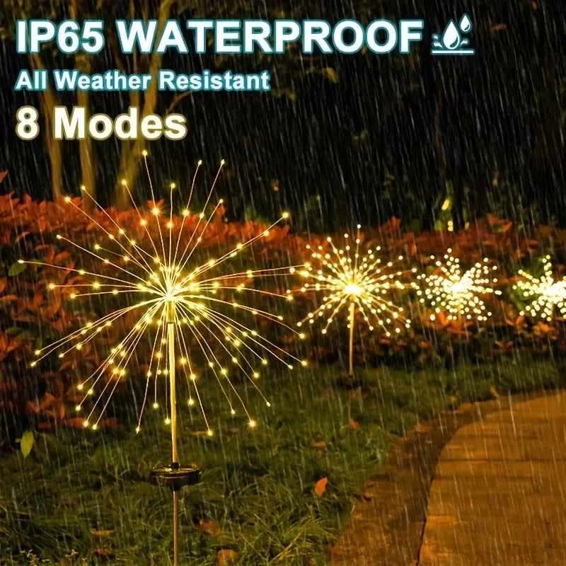 1/2/4PCS Solar Firework Light Waterproof Outdoor 8 Lighting Modes