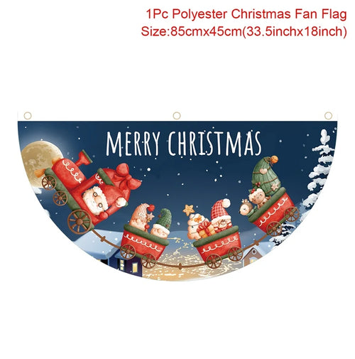 Christmas Fan-shaped Flag Banner Christmas Decoration for Home 2024