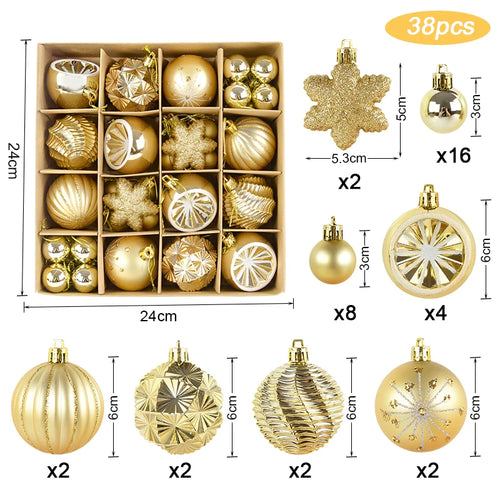 Christmas Ball Ornament Set Big Xmas Tree Hanging Pendant Snowflake