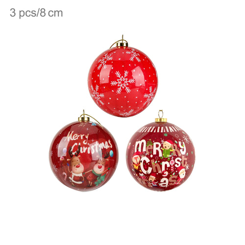 3pcs 8cm Christmas Balls Original Gifts Christmas Decoration 2024