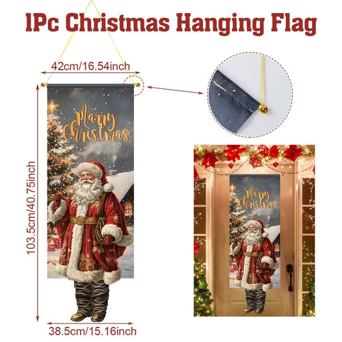 Christmas Hanging Flag Porch Door Banner Christmas Decorations For