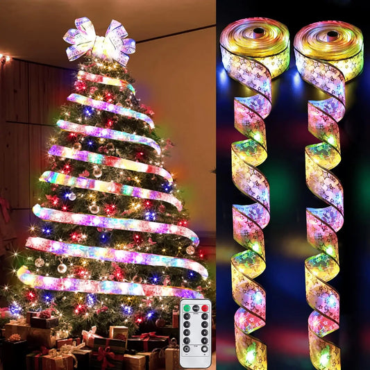 Christmas Ribbon Fairy Light Christmas Decoration DIY Bows String