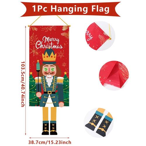 Christmas Hanging Flag Decoration Merry Cristmas Decor for Home 2024