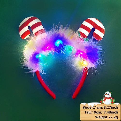 2025 LED Christmas Antler Headband Reindeer Light Up Headband Hair