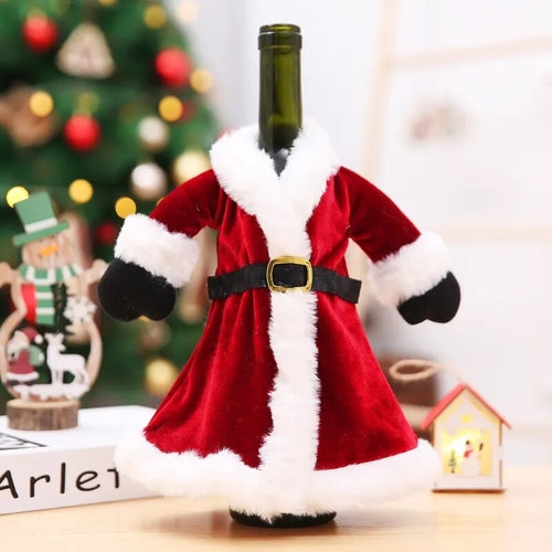 Creative Christmas Wine Bottle Set Golden Velvet Dress Wine Bottle