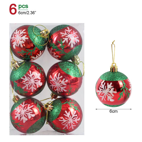 6Pcs/box 6cm Christmas Ball Ornaments Xmas Tree Hanging Pendant