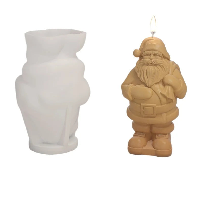 Back Gift Santa Silicone Candle Mold 3d Santa Statue Crafts Plaster