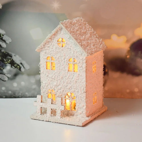 2024 Christmas Led Light Wooden House with Snowflake Luminous Cabin