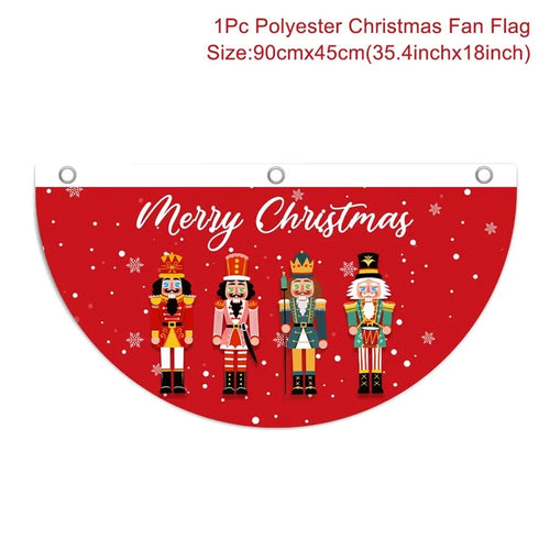 Christmas Fan-shaped Flag Banner Christmas Decoration for Home 2024