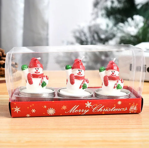 3Pcs/Set Christmas Candles Santa Snowman Xmas Tree Paraffin Gift Box