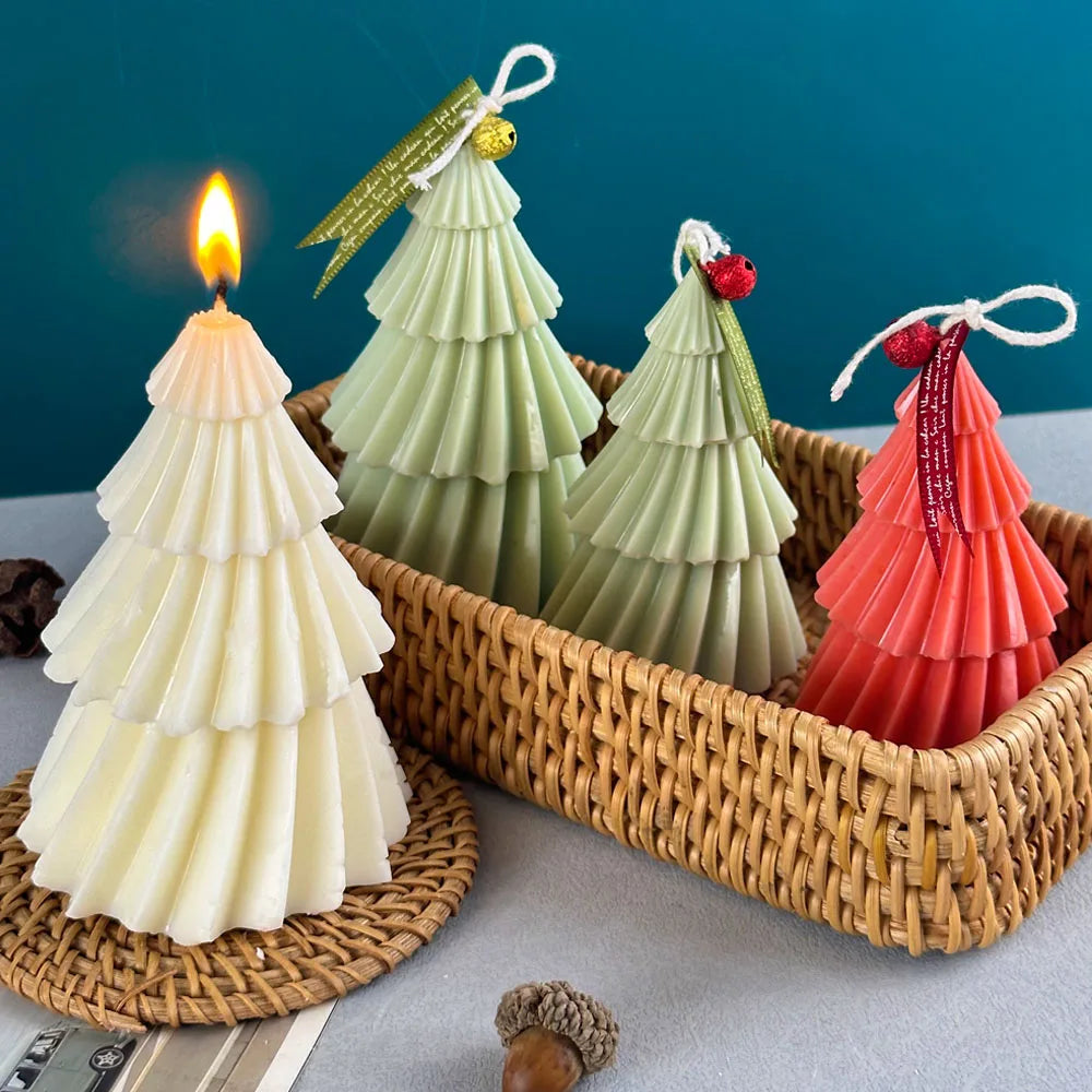 3D Geometric Pine Silicone Candle Mold DIY Christmas tree Craft Gifts