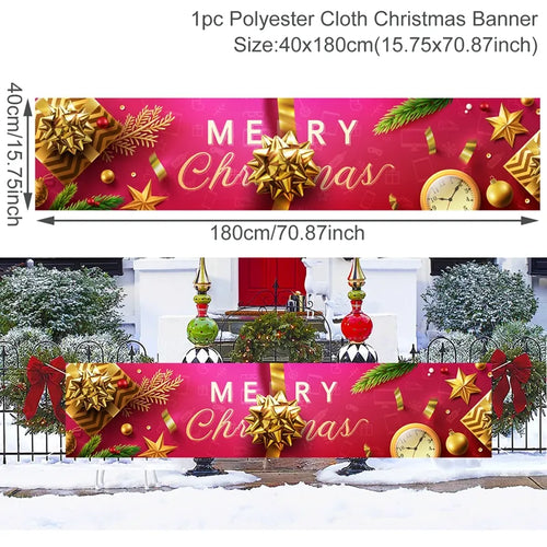 Christmas Outdoor Banner Flag Merry Christmas Decoration for Home 2023