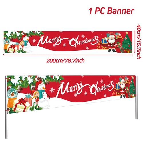 Christmas Outdoor Banner Flag Merry Christmas Decoration for Home 2023