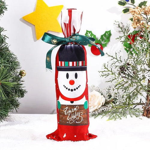 Christmas Santa Knitted Wine Bottle Case Elk Snowman Red Wine