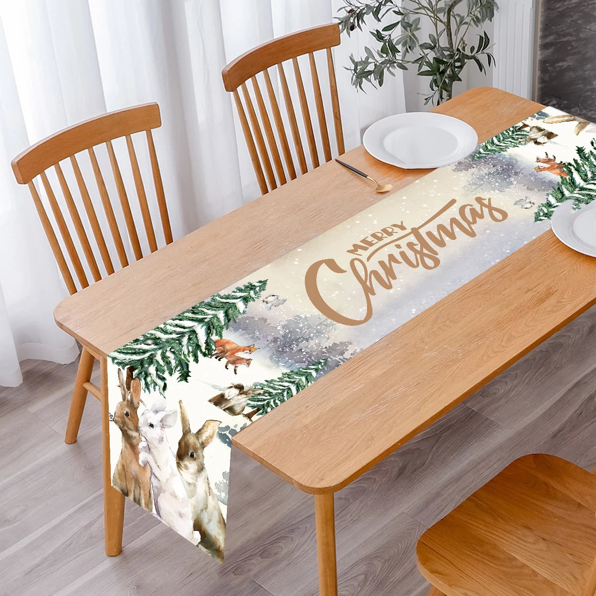 Christmas Polyester Table Runner Merry Christmas Decoration For Home