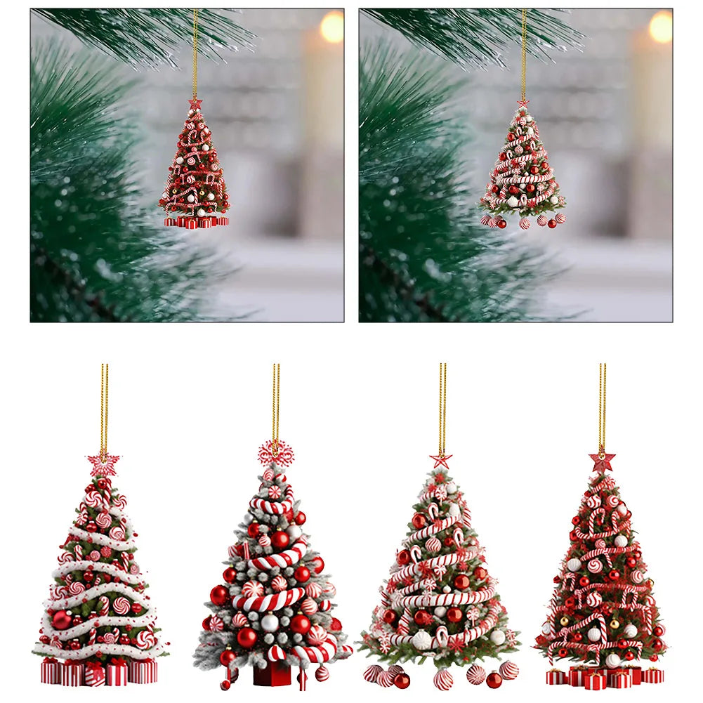 New Year 2025 Light Reflection Christmas Tree Pendant Gifts Decor