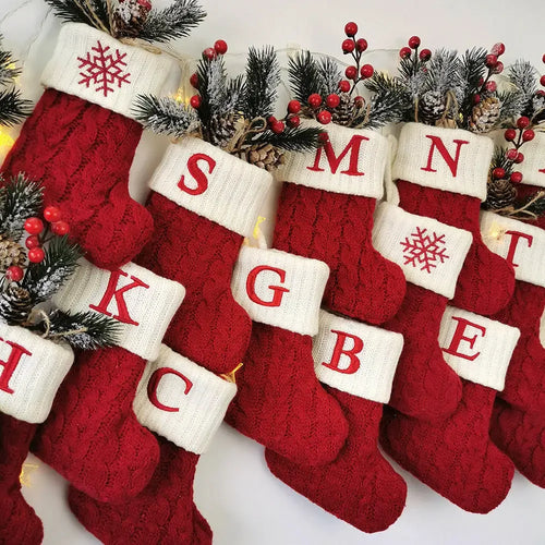 Letters Christmas Stocking New Knitting Christmas Tree Pendant