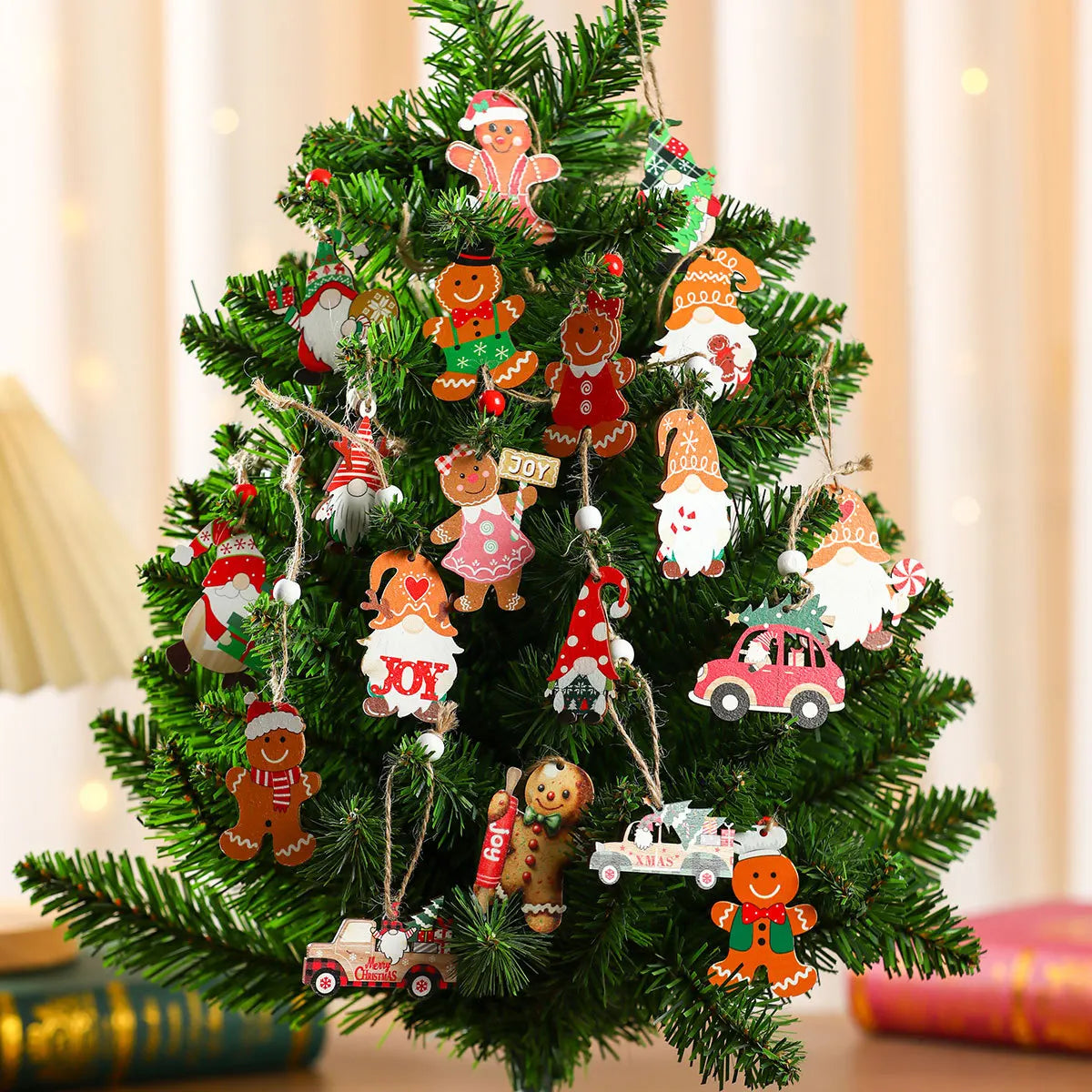 9/12pcs Christmas Dwarf Wooden Pendant Christmas Tree Hanging