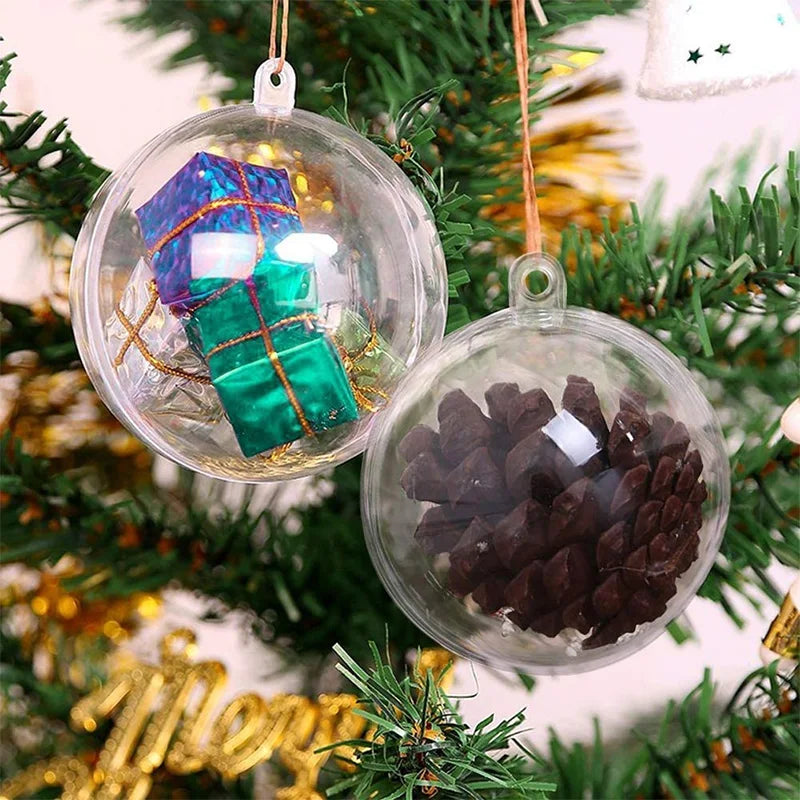 5/10pcs Christmas Clear Fillable Ornaments Ball Hanging Pendant Xmas