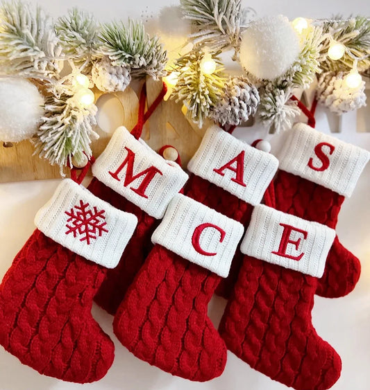 Letters Christmas Stocking New Knitting Christmas Tree Pendant