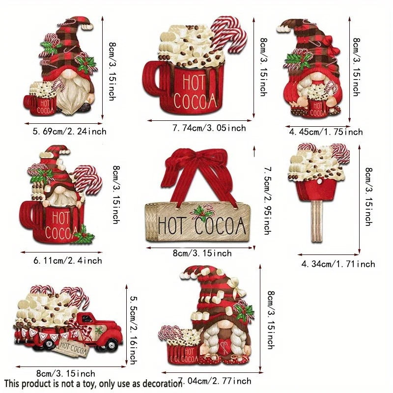 24pcs Wooden Christmas Hot Cocoa and Santa Claus Hanging Decoration