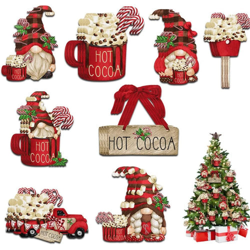 24pcs Wooden Christmas Hot Cocoa and Santa Claus Hanging Decoration