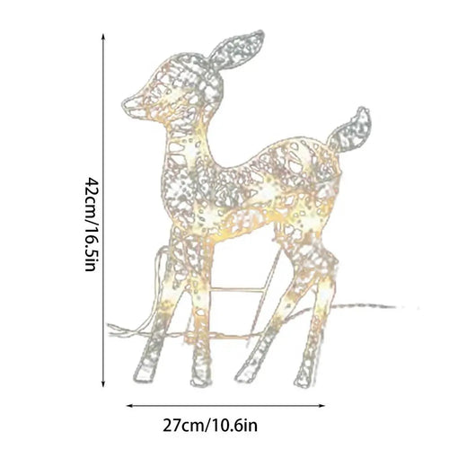 Handmake Iron Art Elk Deer Christmas Garden Decor LED Light Glowing