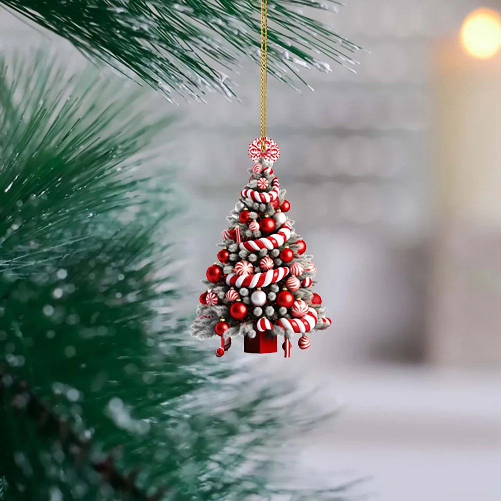 New Year 2025 Light Reflection Christmas Tree Pendant Gifts Decor