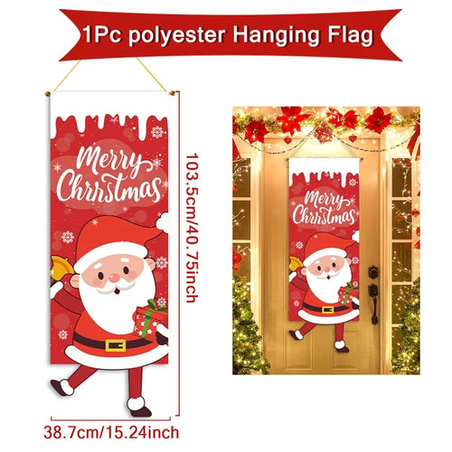 Christmas Hanging Flag Decoration Merry Cristmas Decor for Home 2024