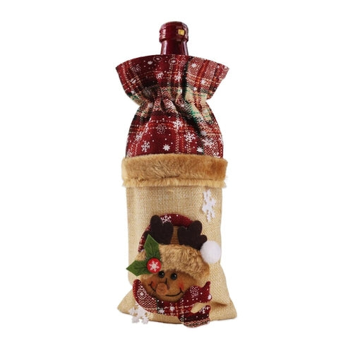 Creative Christmas Wine Bottle Set Golden Velvet Dress Wine Bottle