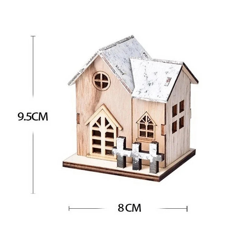 Christmas LED Light Wooden House Luminous Cabin Merry Christmas