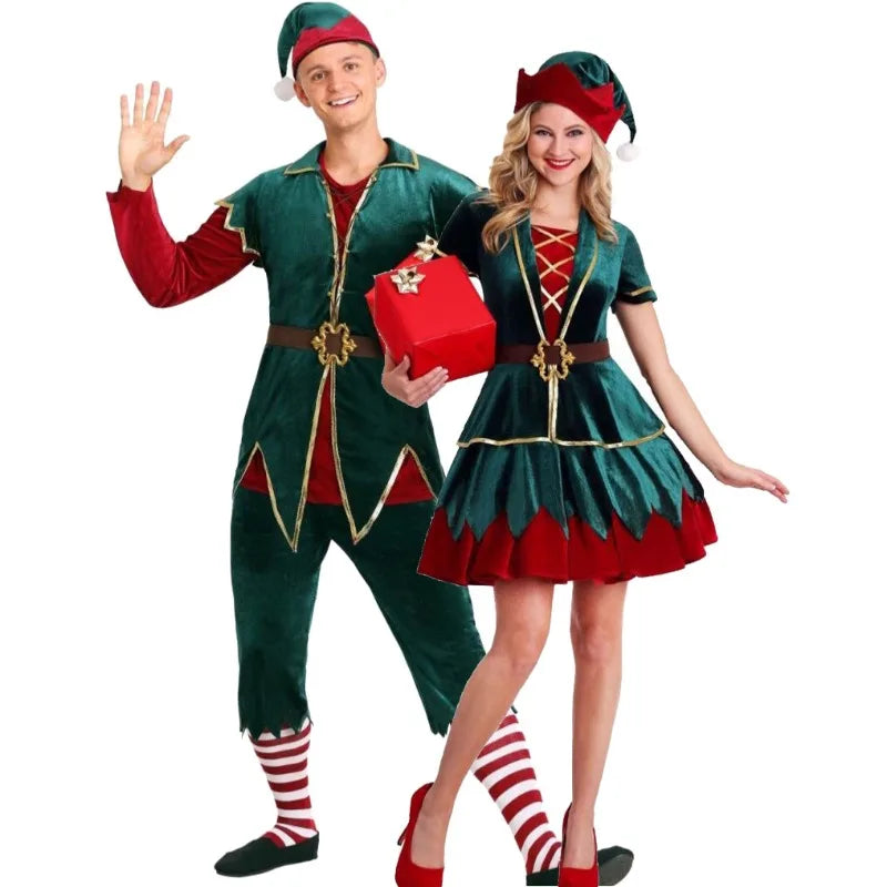 Green Elf Cosplay Costume Chrismas Costume for Women and Men Party