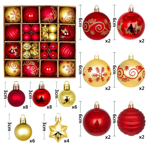 Christmas Ball Ornament Set Big Xmas Tree Hanging Pendant Snowflake