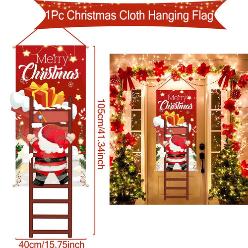 Christmas Hanging Flag Porch Door Banner Christmas Decorations For