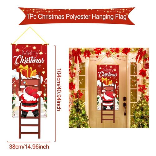 Christmas Hanging Flag Decoration Merry Cristmas Decor for Home 2024