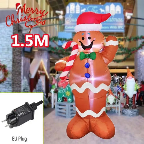 1.2M Christmas Decoration Crutch Santa Claus Inflatable Toy with LED