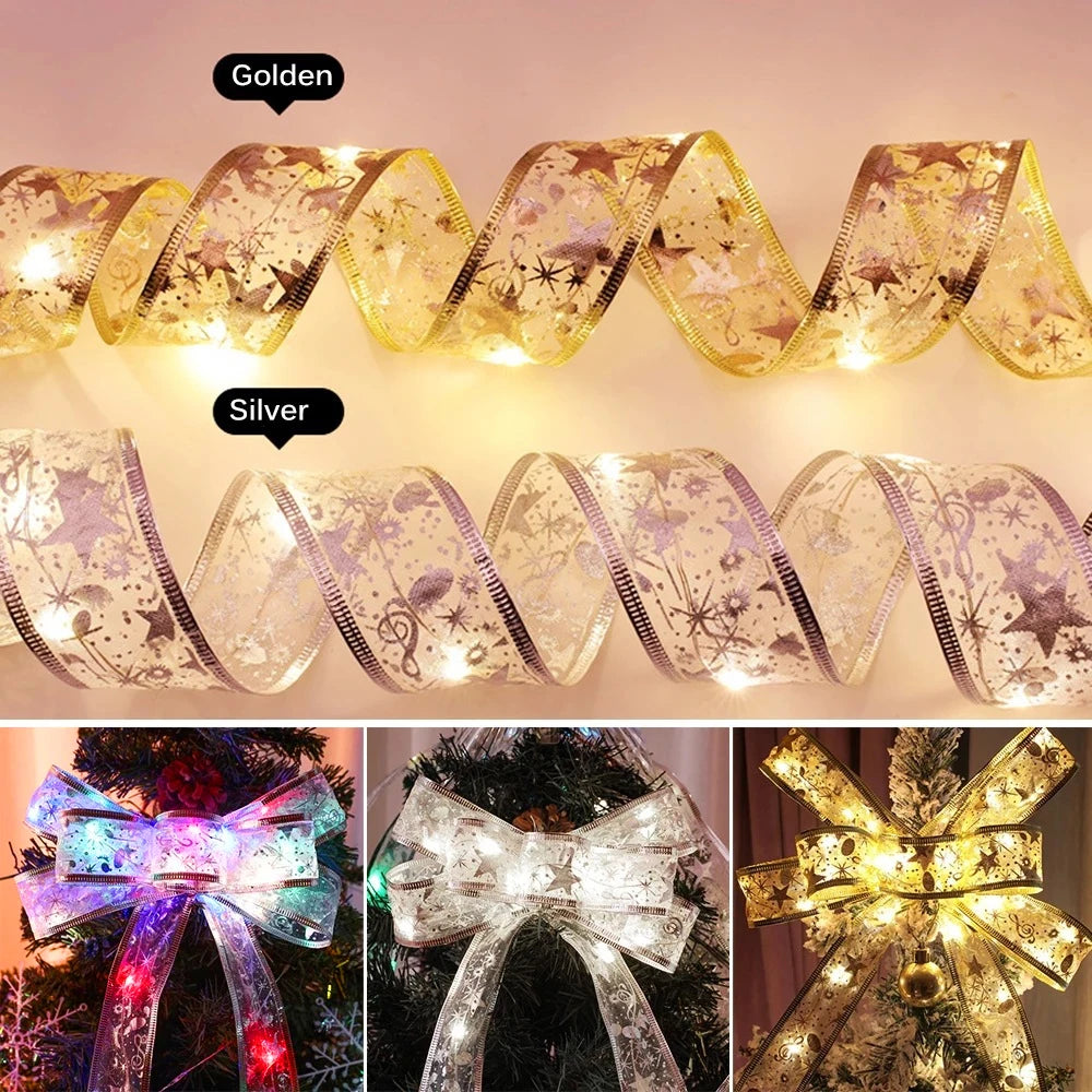 Christmas Ribbon Fairy Light Christmas Decoration DIY Bows String