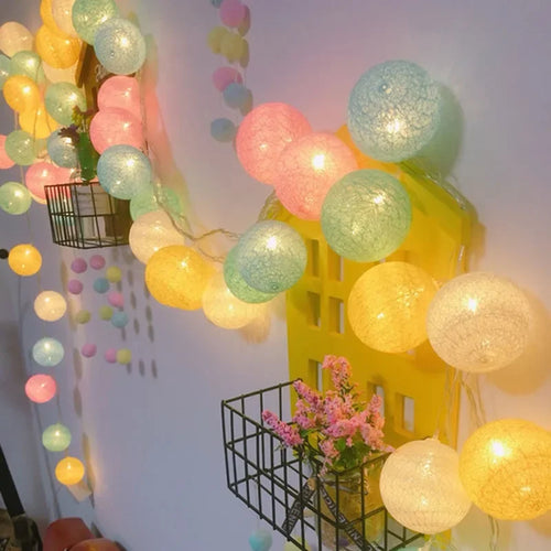 3M 20 LED Cotton Garland Balls Lights String Christmas Easter Outdoor