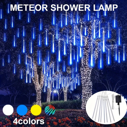 1pc Solar Powered Meteor Rain String Lights Waterproof for Outdoor