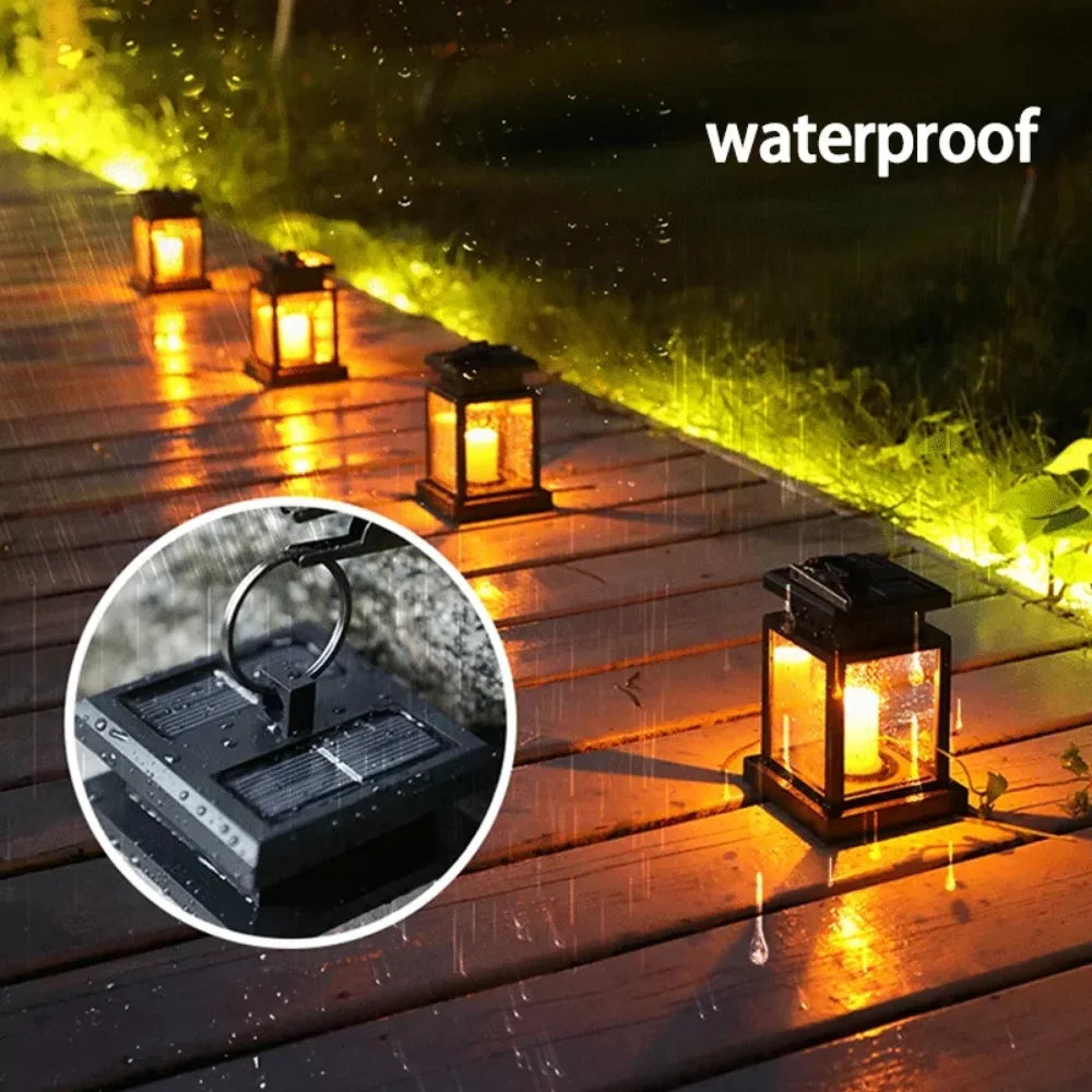 LED Retro Flickering Hanging Lantern Candle Bright Pathway Decoration