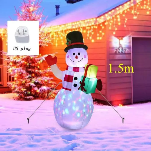 1.2M Christmas Decoration Crutch Santa Claus Inflatable Toy with LED