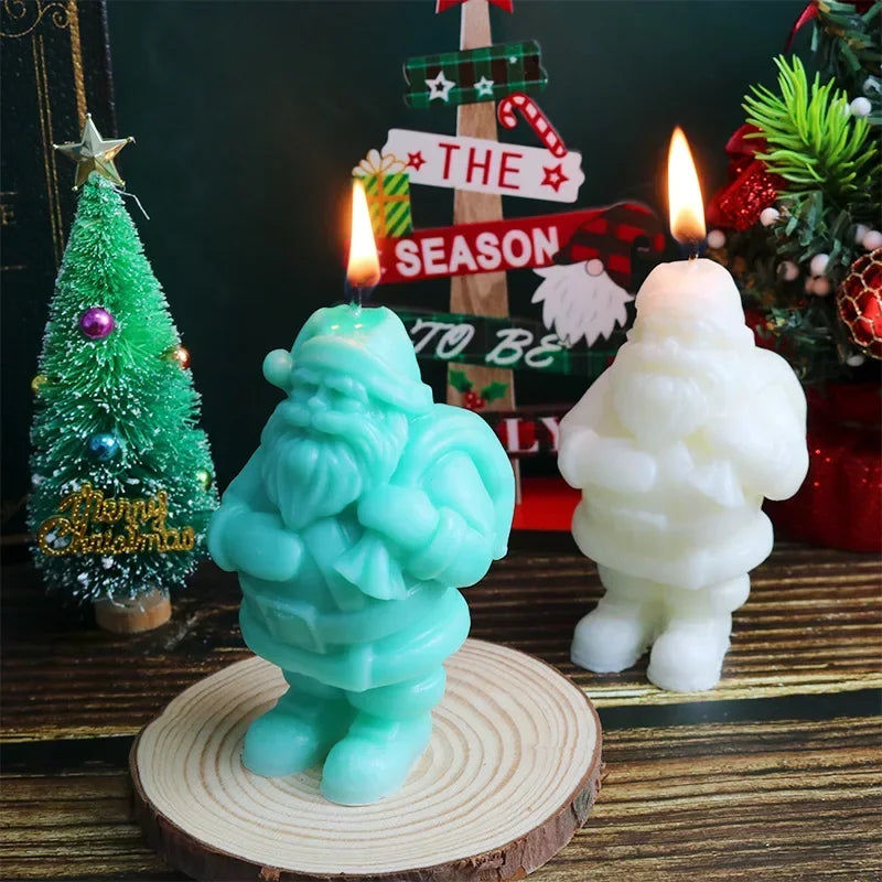 Back Gift Santa Silicone Candle Mold 3d Santa Statue Crafts Plaster