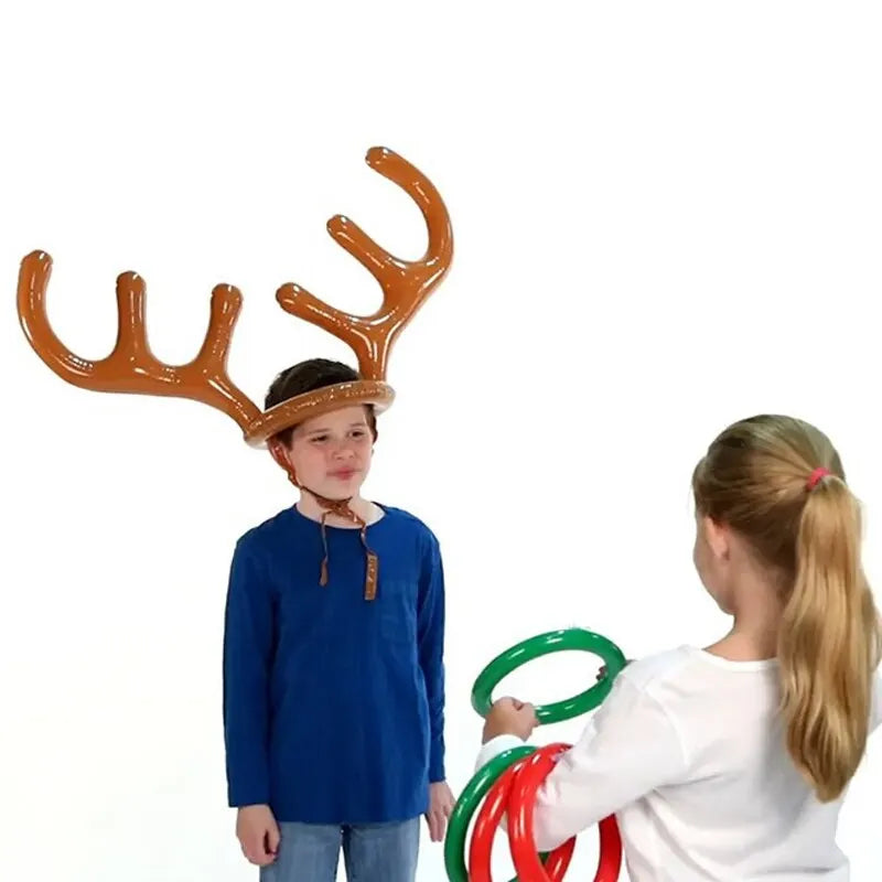 Inflatable Reindeer Antler Hat Ring Toss Game Kids Gift Christmas