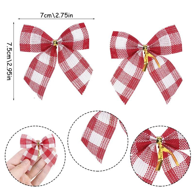 20/10pcs Linen Christmas Bow Decoration Christmas Tree Hanging