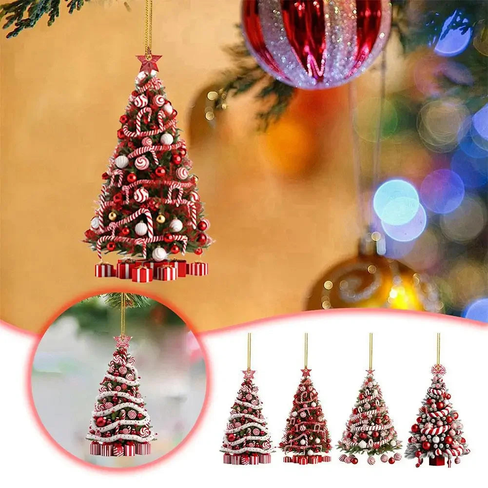 New Year 2024 Light Reflection Christmas Tree Pendant Gifts Decor