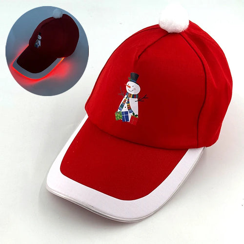 LED Christmas Baseball Hat Grand Event Christmas Reindeer Snowman Glow