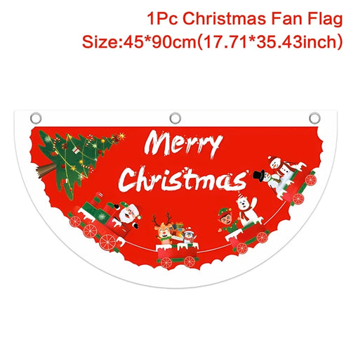 Christmas Fan-shaped Flag Banner Christmas Decoration for Home 2024