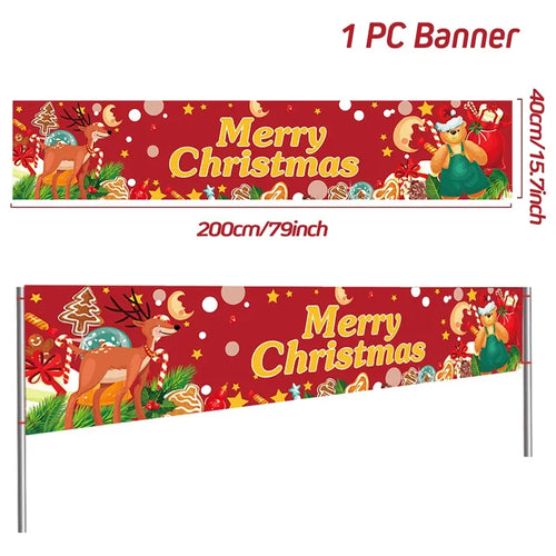 Christmas Outdoor Banner Flag Merry Christmas Decoration for Home 2023