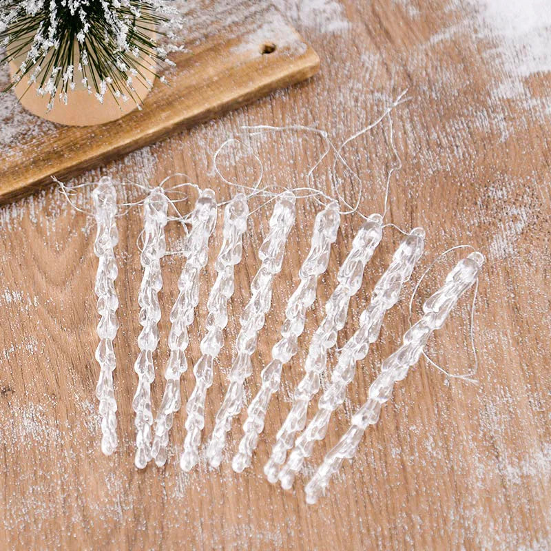 Christmas Simulation Ice Cone Pendant Xmas Tree Hanging Clear Fake